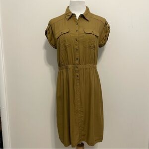 Sonoma Button-Down Army Green Khaki Dress Size M